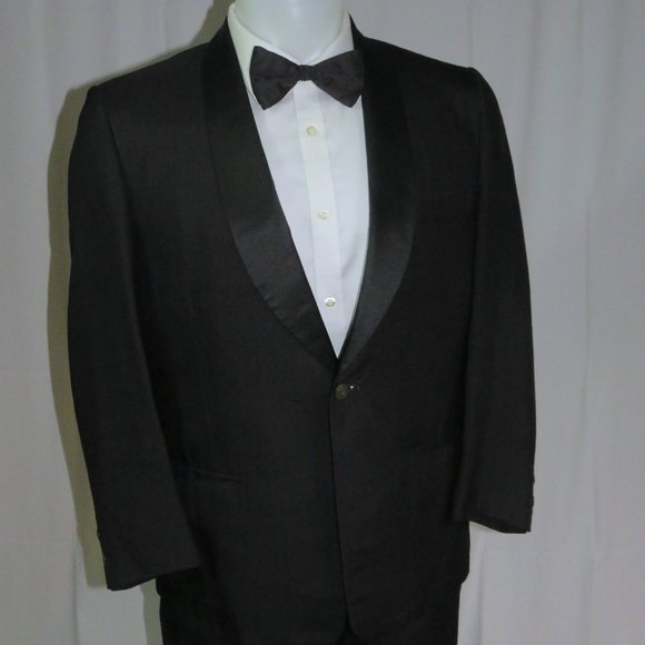 Rogers Peet Vintage Matka Silk Black Shawl Collar One Button Tuxedo 38S - Picture 8 of 14